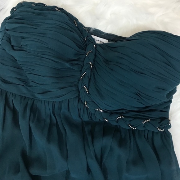 Strapless green Calvin Klein evening gown size 14 - Picture 3 of 7